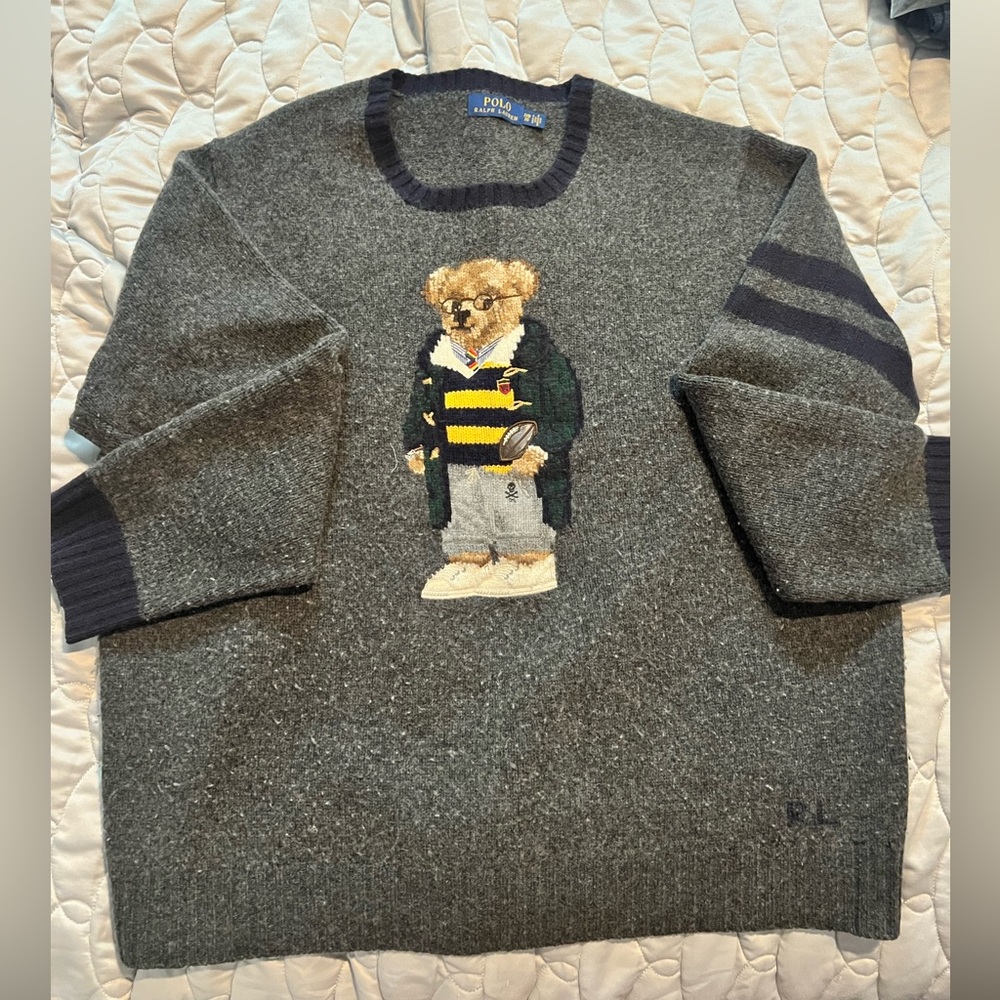 Polo by Ralph Lauren Charcoal and Navy Bear Sweater